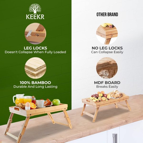 KEEKR Bed Tray with Adjustable Height for Eating - Portable Food Table for Serving Breakfast in Bed - Image 5