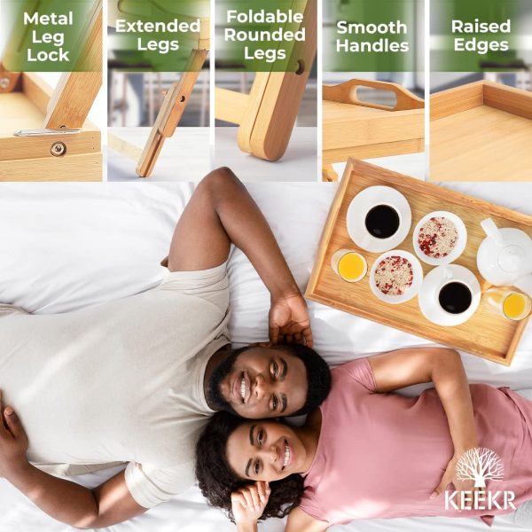 KEEKR Bed Tray with Adjustable Height for Eating - Portable Food Table for Serving Breakfast in Bed - Image 4