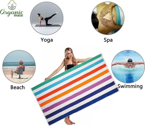 OrganicMate Large Beach Towels Set of 2 - 35x70 Soft & Absorbent Oversized Sheet Made of 100% Cotton - Image 7