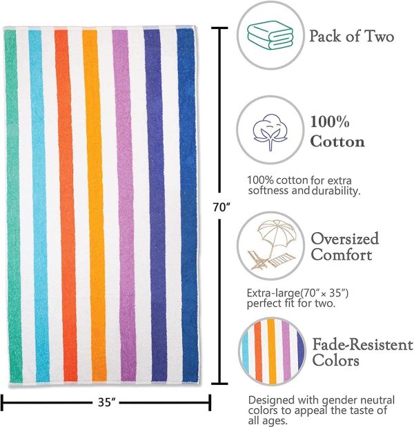 OrganicMate Large Beach Towels Set of 2 - 35x70 Soft & Absorbent Oversized Sheet Made of 100% Cotton - Image 6