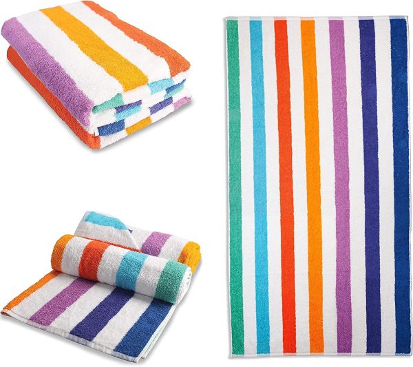 OrganicMate Large Beach Towels Set of 2 - 35x70 Soft & Absorbent Oversized Sheet Made of 100% Cotton
