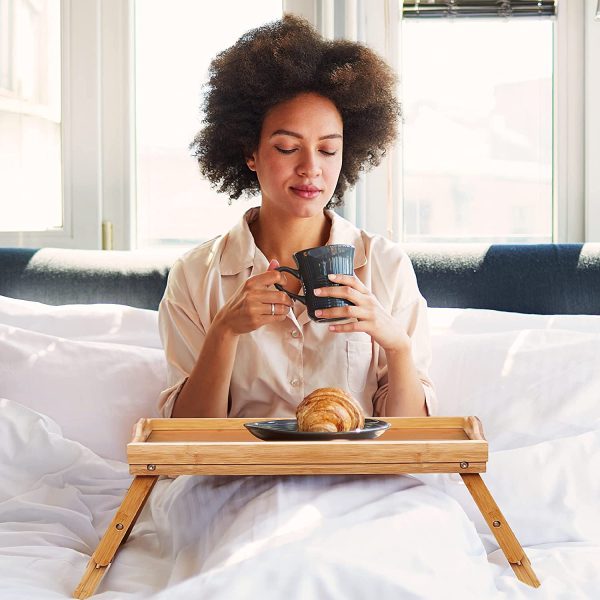 KEEKR Bed Tray with Adjustable Height for Eating - Portable Food Table for Serving Breakfast in Bed - Image 3