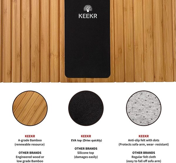 KEEKR Bamboo Couch Tray - Sofa Arm Table Holder for Food, Snack, Drinks, Beverage Coaster - Image 5